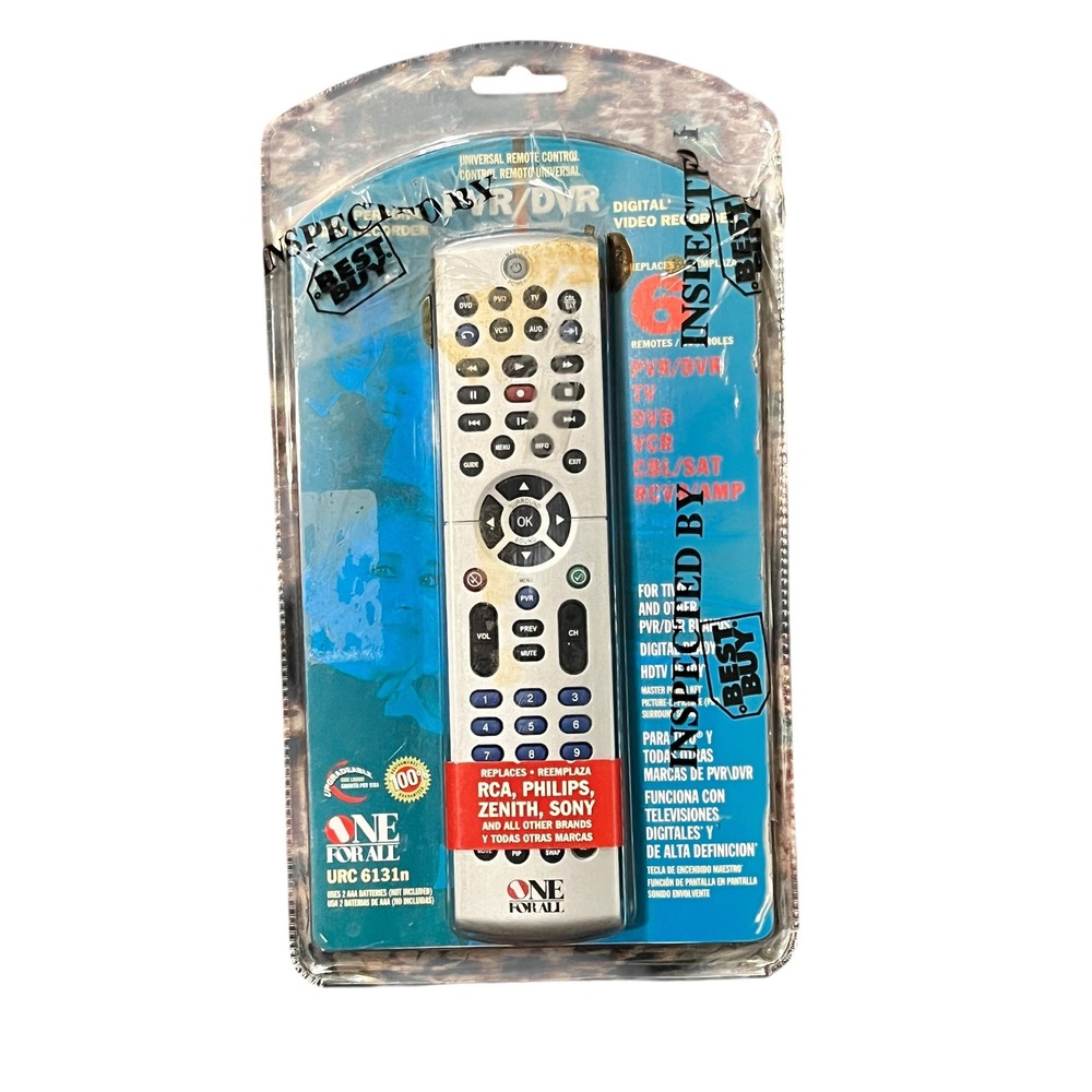 One For All URC 6131n 6-Device Universal Remote Control PVR DVR TV DVD Silver